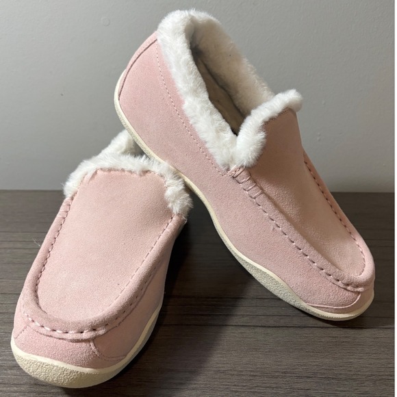 KURU Loft Women's Suede Sherpa-Lined Loafer Dusty Pink Size 8